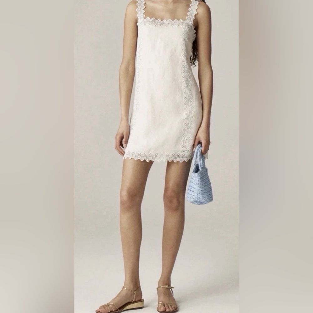 J. Crew Cream Lace-Trim Mini Dress
